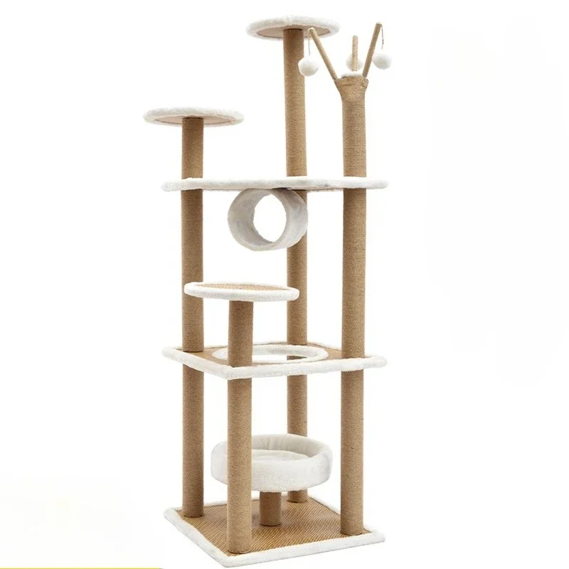 JIABINFU Large Rattan Mat Velvet Cat Climbing Frame, Cat Jumping Platform, Cat Scratching Post, Cat Toy Cat Scratching Board