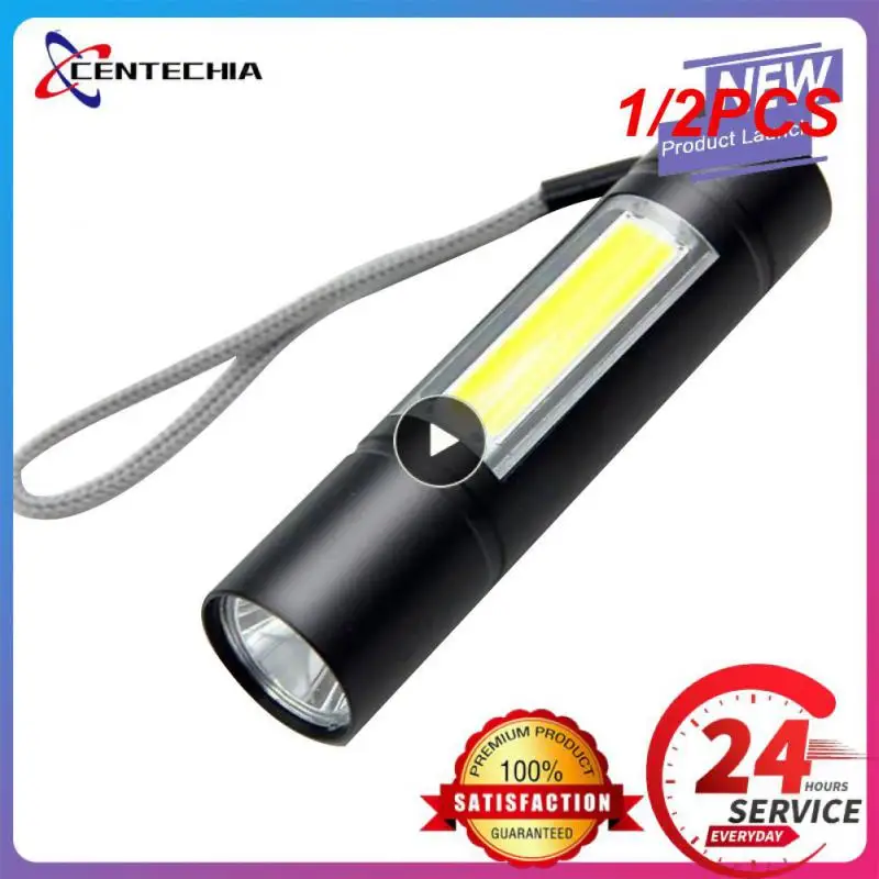 

1/2PCS Zoom Mini Led Flashlight XP-G Q5 Flash Light Lantern Portable rechargeable Glare COB Flashlight Outdoor Camping