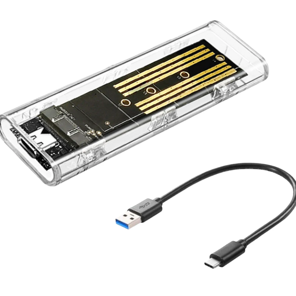 External Hard Drive Case M.2 NGFF SATA Type C 3.1 Transparent External SSD Case 10Gbps SSD Enclosure External Adapter for 2230/2242/2260/2280