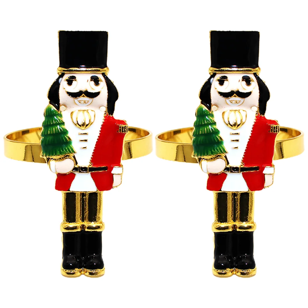 

Nutcracker Metal Napkin Rings Christmas Napkin Holder Decorative Holiday Serviette Buckles Xmas Party Dining Table Decor