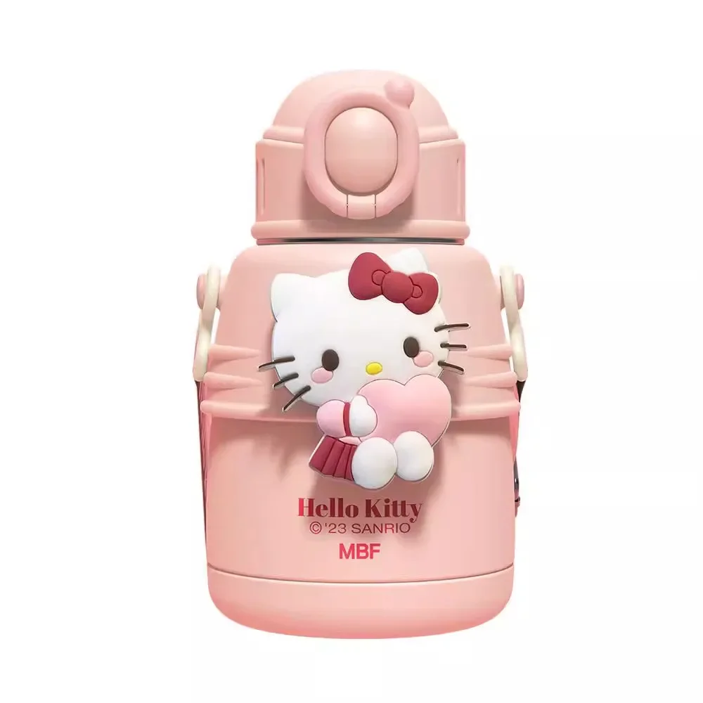 Sanrio Hello Kitty Cinnamoroll Anime Kawaii Figure Children Straw Thermos Cup Cute Pochacco Portable Water Bottle Gifts for Kids