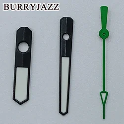 Elegant Silver and Black Watch Hands with Green Luminous Finish (Black Green)