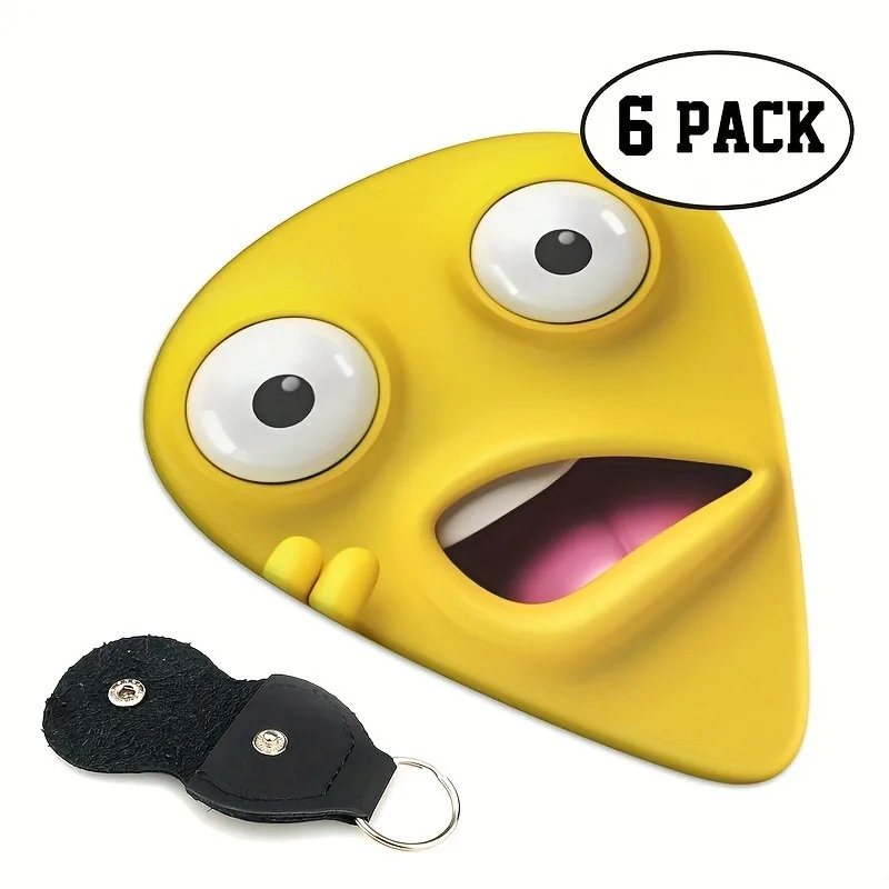 Original Sound Guitar Picks Double-Sided Printed Ukulele Guitar Finger Shrapnel Keychain Holster 6 Pcs Gift For Music Lovers