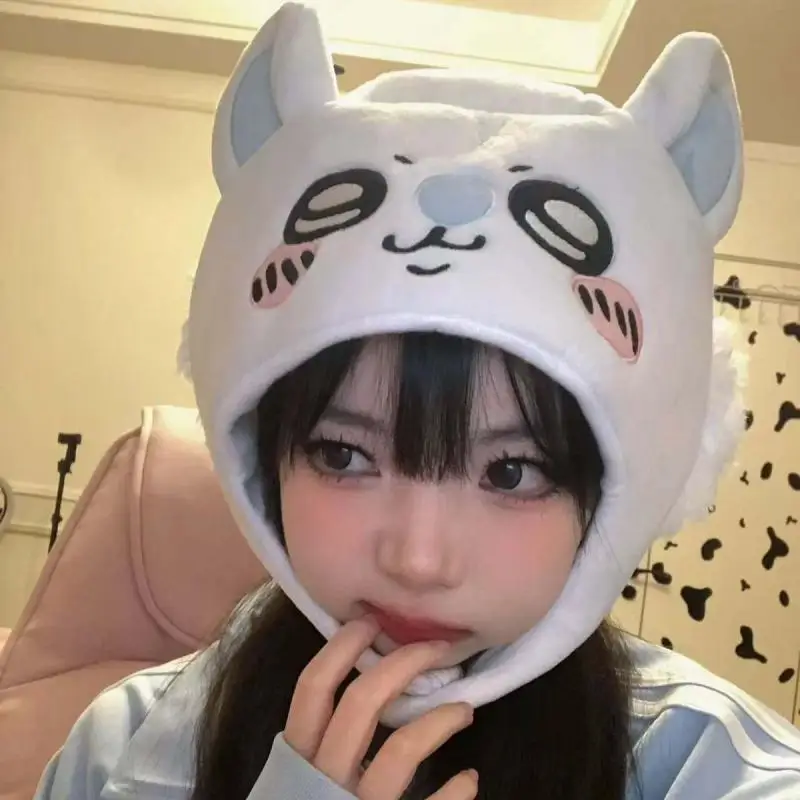 Kawaii Chiikawa Hachiware 3D Ears Hat Cartoon Anime Accessories Cosplay Plush Head Hat Photo Prop Gift