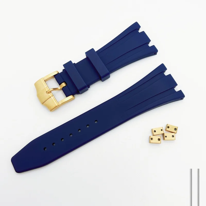 Blue Rubber Silicone Watch Band - Premium Strap Bracelet Accessories, No Logo