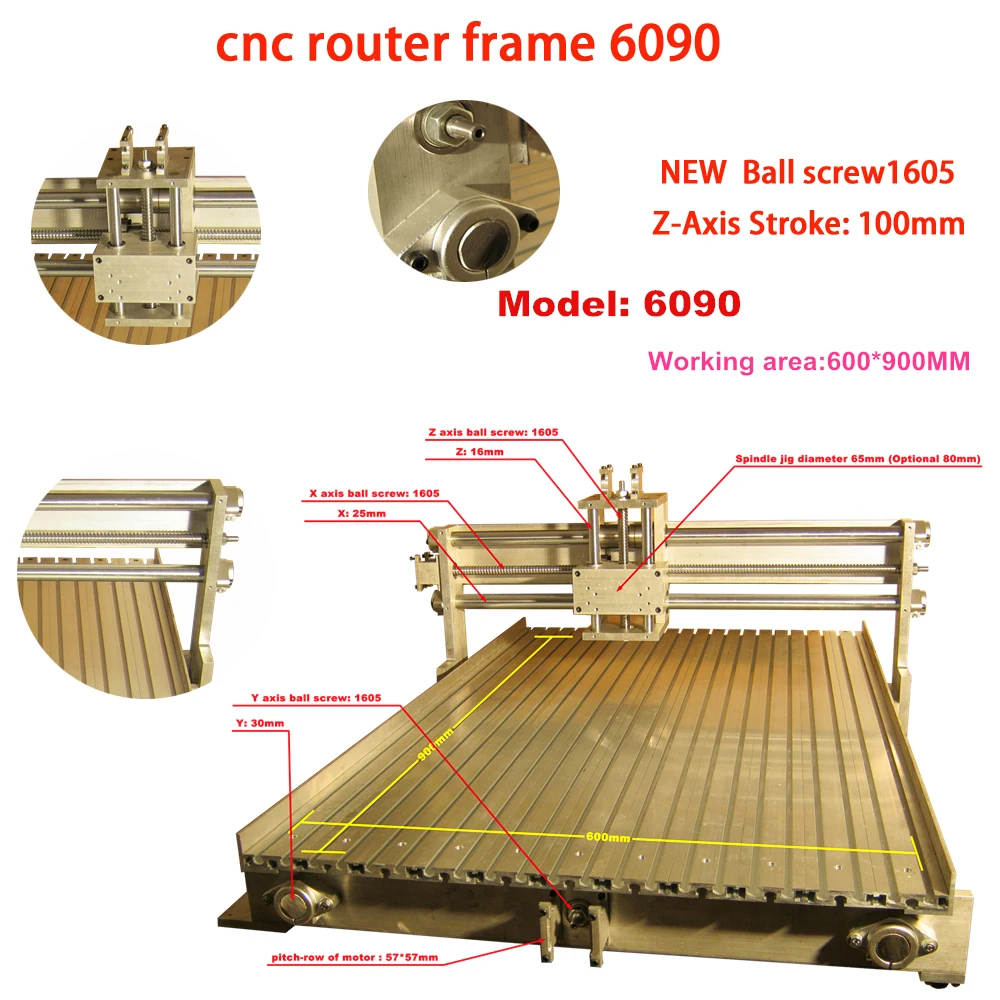Macchina Del Router Di Cnc 6090 Telaio 600*900Mm Vite A Ricircolo Di Sfere 1605 Di Incisione Cnc Fai Da Te Intaglio E Fresatrice Per Legno Di Metallo