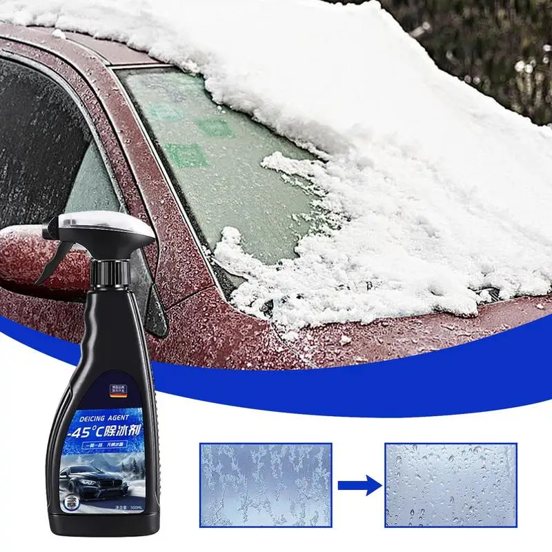 Deicer Spray For Car Windshield 500ml Ice Melt & Frost Remover Snow Removal For Windshield Window Snow Melting Defrost Liquid