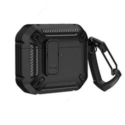 Enhanced Security Lock Case for AirPods - Durable TPU & PC Protective Earphone Cover with Hook (02)