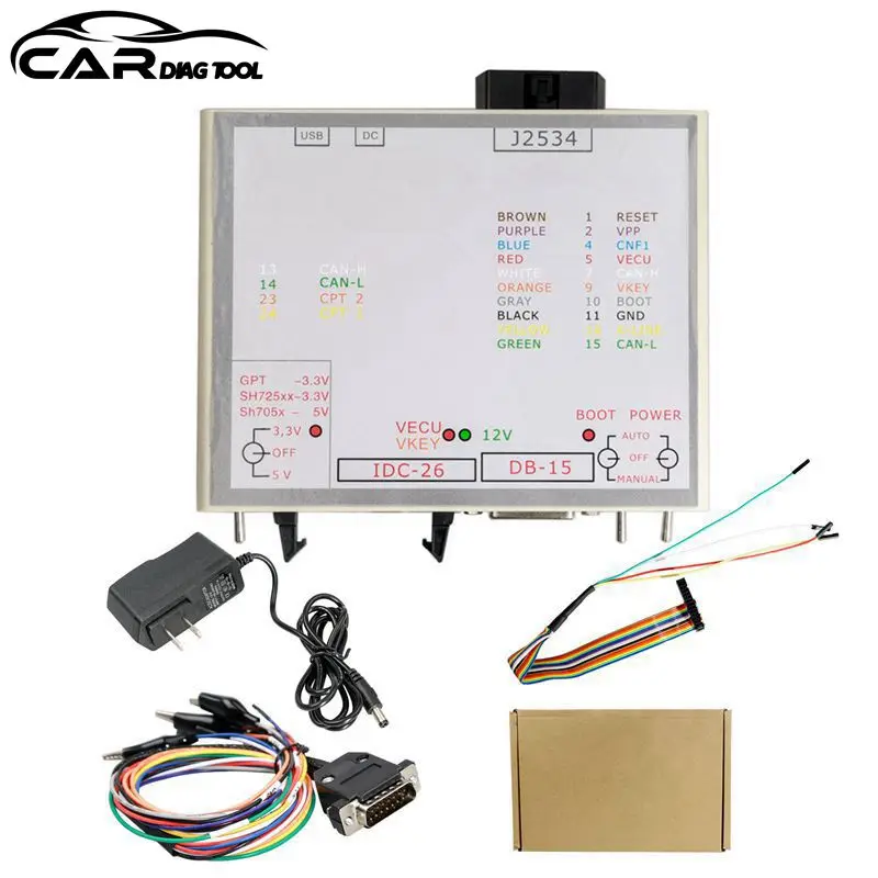Автомобильный программатор KTM FLASH JTAG ECU Powerbox светодиодный Openport 2,0 Многофункциональный с блоком питания J2534