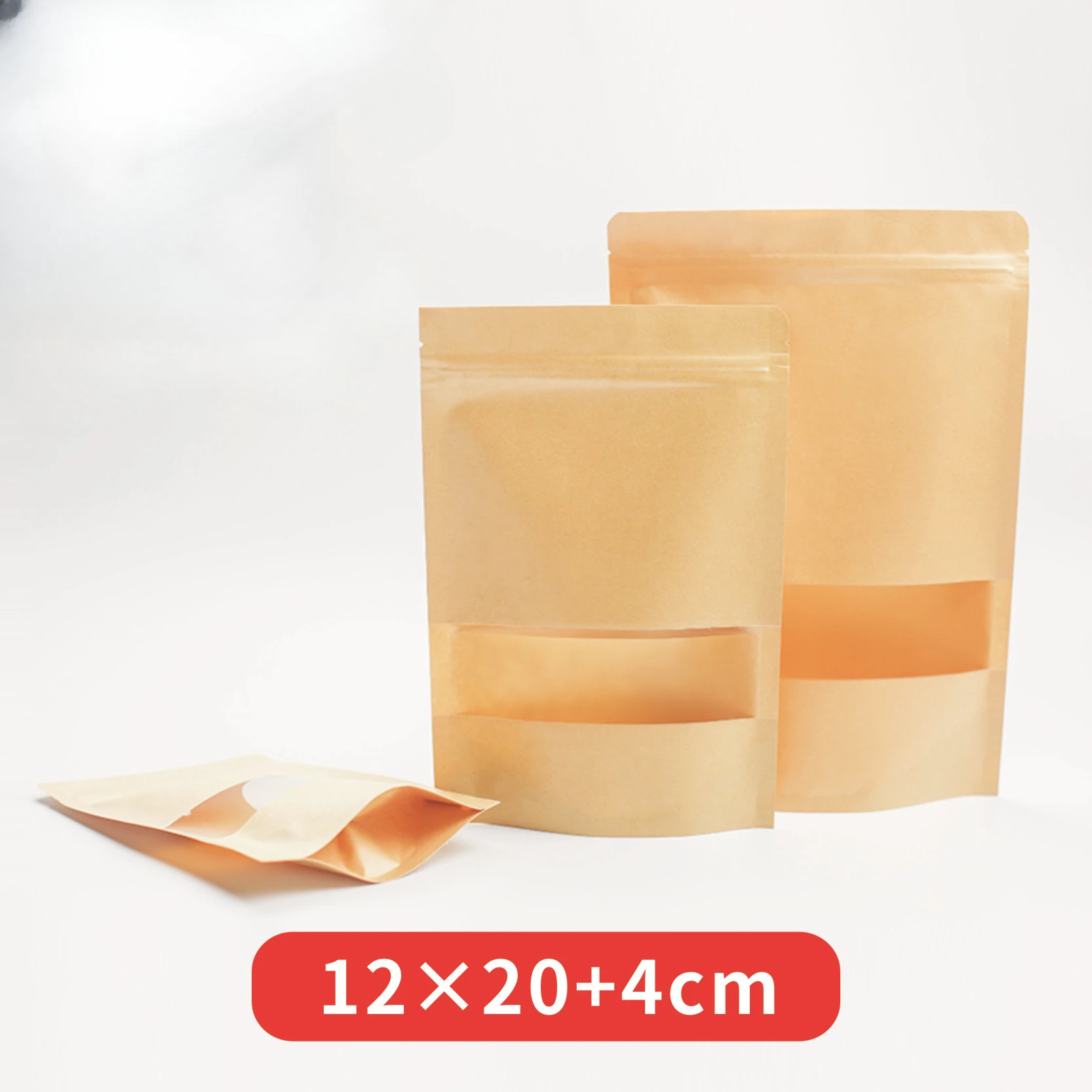 Kraft Paper Zip Lock Bags With Window Food Snack Tea Self Sealing Storage Bag Wedding Home Candy Gifts Packaging Pouch