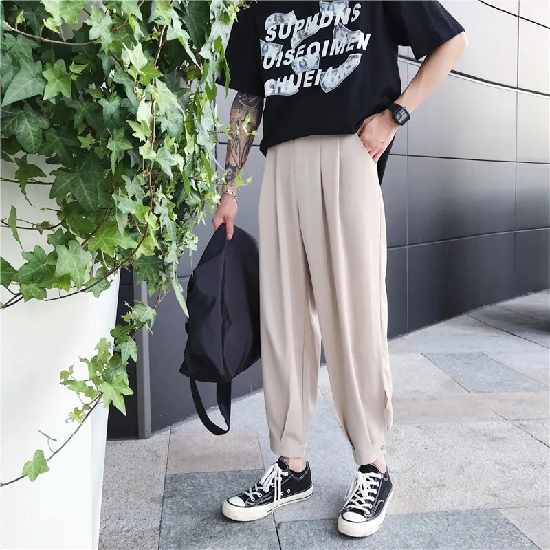 

Summer Autumn Men’s Button Fly Harem Pants Streetwear 2022 Joggers Trousers Male Casual Elastic Waist Woman Sweatpants Oversized