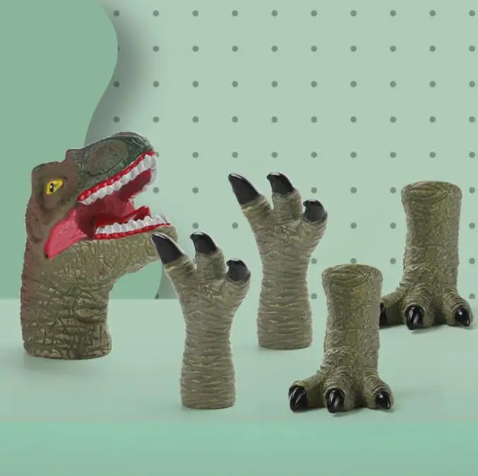 5pcs Finger Dinosaur Puppet Toys Battle Role Play Toy Velociraptor Mini  Hand Animal Model Doll Soft