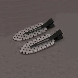 Chic Black & White Polka Dot Acrylic Hair Clips - Minimalist Style for Secure Hold and Everyday Elegance (2Pcs - white)