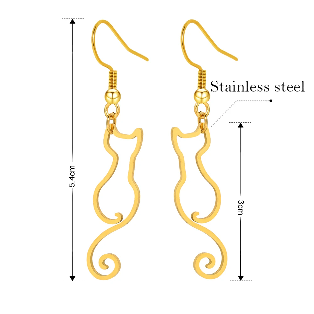 Minimalist Hollow Cat Dangle Earrings