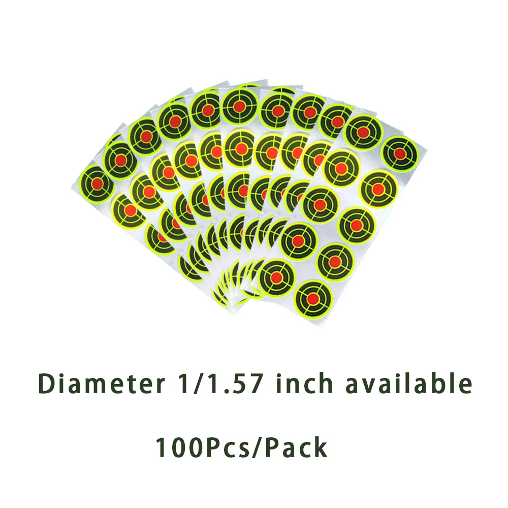 100 Pcs/pack, 1-inch or 1.57-inch Diameter Shooting Practice Small Target Paper Replacement Bullseye Stickers