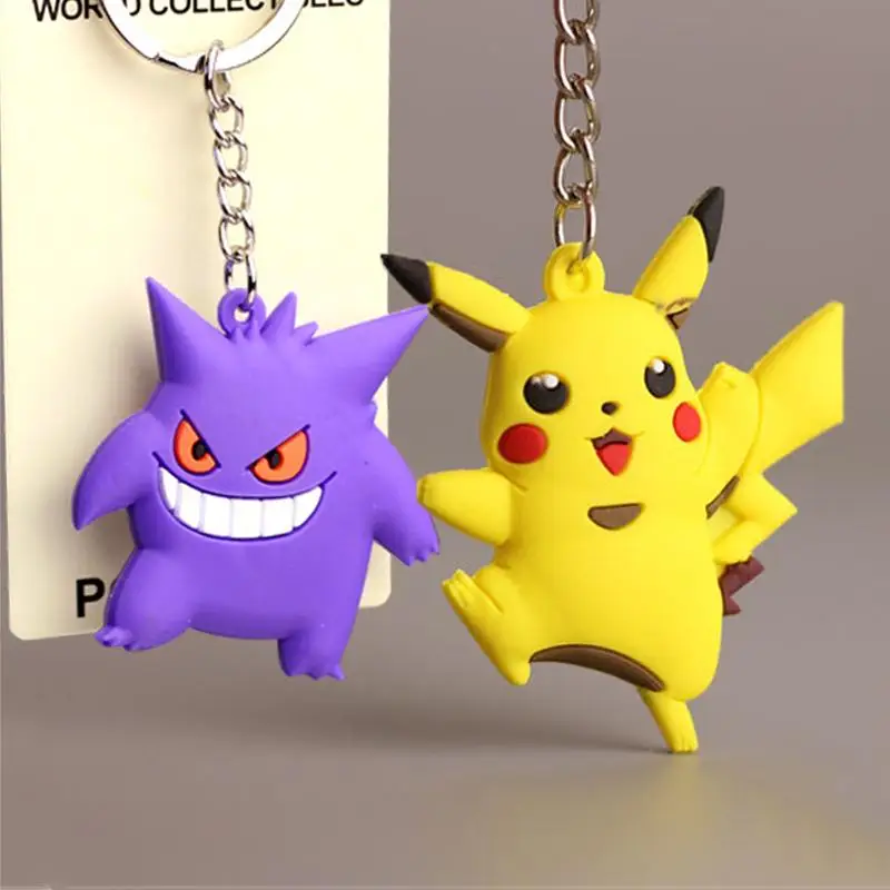 

Anime Pokemon Marowak Abra Gengar Ponyta Porygon Alloy Silicone Keychain Accessories Pendant Bag Key Ring Pendant Birthday Gifts