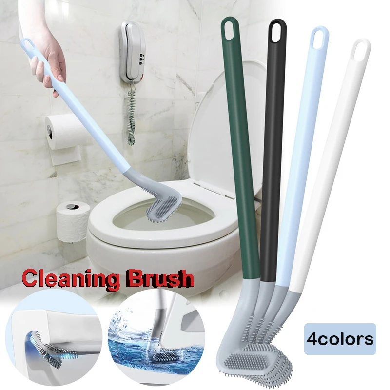 Golf Silicone Toilet Brush With Holder Flat Head Flexible Wall Mounted
