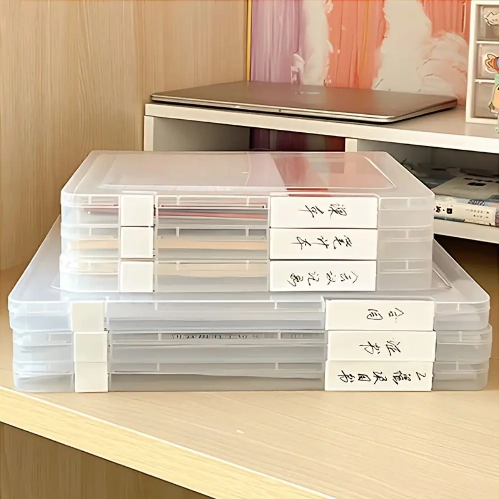 

Plastic A4 Transparent Storage Box Clear Visible File Storage Cases Portable Moisture-proof Puzzle Storage Holder Office