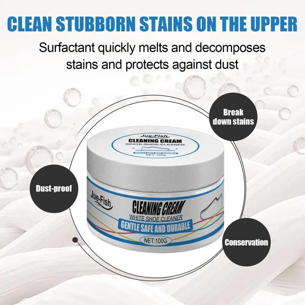 100g White Shoe Cleaning Cream Tools Cleaning Brightening And Whitening Of Sports Shoes Multi-functional Maintenance Yellow I0J2