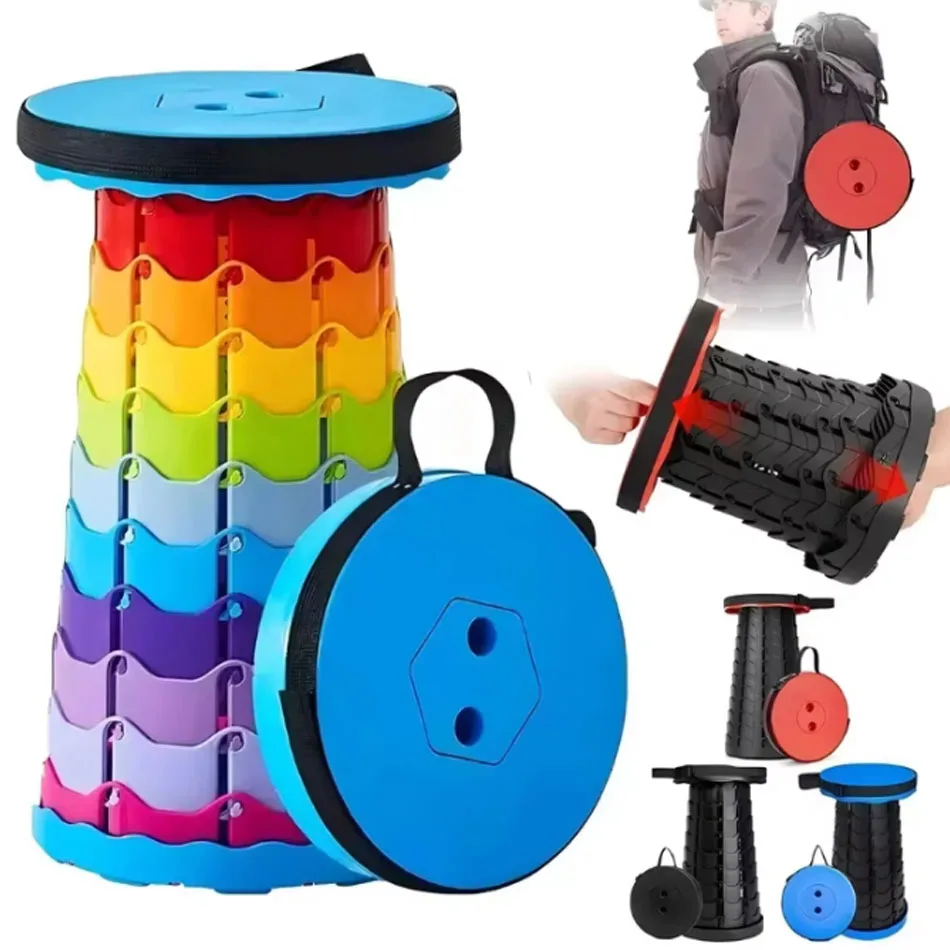 Folding Stool Heavy Duty Collapsible Telescoping with 400lbs Load Capacity Portable for Camping Fishing retractable stool