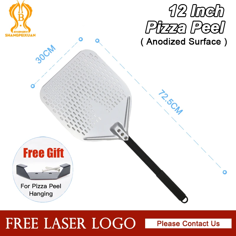 

SHANGPEIXUAN 12/13/14 дюймовая алюминиевая Лопата для пиццы, анодированная лопатка для пиццы, лопатка для пиццы, круглая прямоугольная лопата с набором резаков