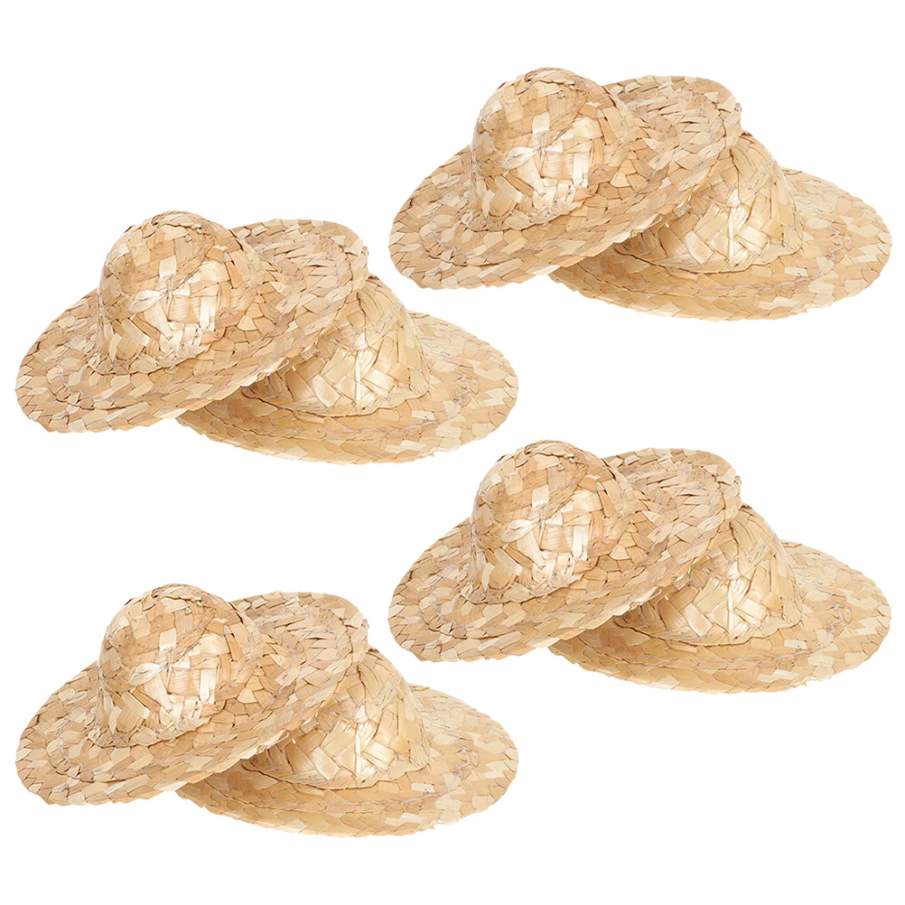 

8 Pcs Has Mini Hat Model Miniature Woven Props DIY Craft Hats Photo House Decor