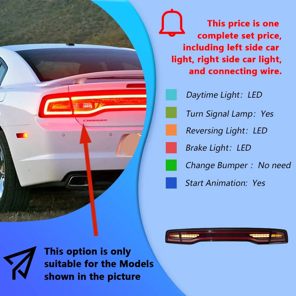 سيارة المصابيح الخلفية الجمعية ل شاحن دودج 2011-20...