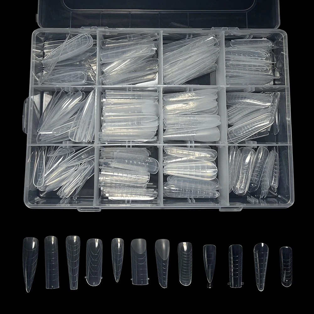 

288pcs mixed 12 type shape Dual Forms Nail Mold With Scale Nail Extension Tips Set Nails Enhancement Thickening False Nails