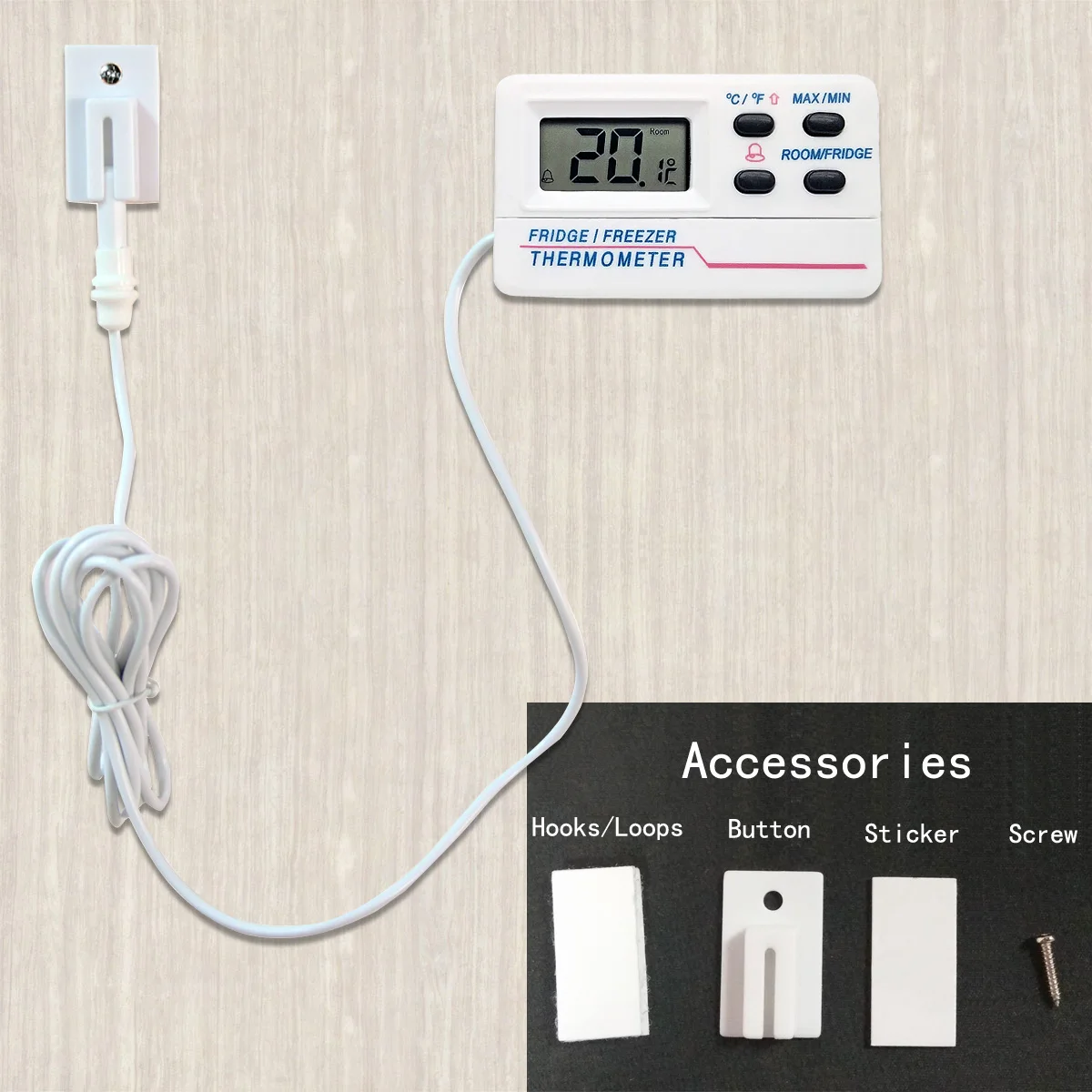 Thermometer Digital Refrigerator, Freezer, Freezer Magnetic Thermometer with Alarm Clock 4