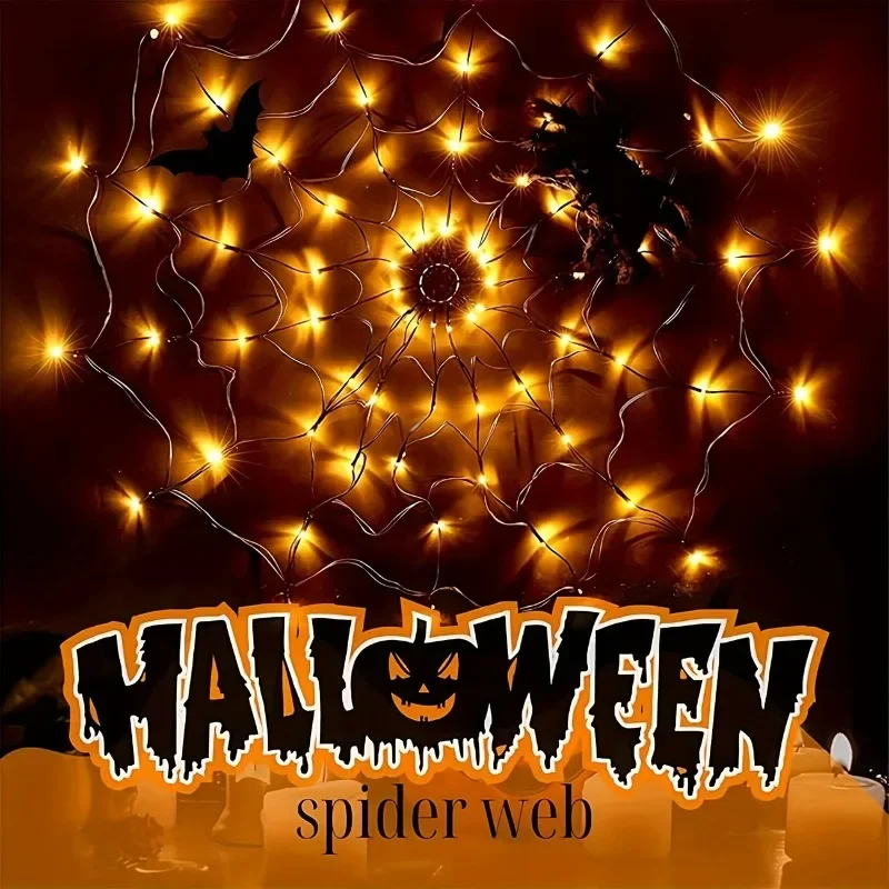 Glowing Spider Web Lights for Halloween Party Decor