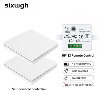 SIXWGH Smart Wireless Switch RF433Mhz Self-Powered Push Button Wall Panels Remote Controller Light Switch Waterproof Wall Switch