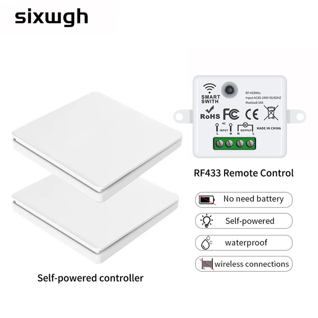 SIXWGH Smart Wireless Switch RF433Mhz Self-Powered Push Button Wall Panels Remote Controller Light Switch Waterproof Wall Switch