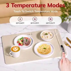 Electric Warming Tray with Adjustable Temperature, New Upgrade Electric Heating Tray, Foldable Food Warmer Fast Heating