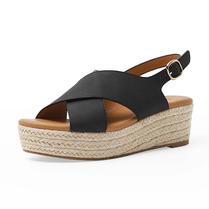 Summer Women Sandals 2022 New Fashion Wedges Super High Heel Sandals Buckle Round Toe Open Toes Ladies Footwear 