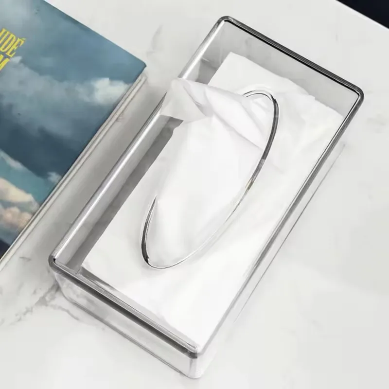 1pcs Clear Tissue Dispenser Box Plastics Transparent Restaurant Hotel Tissue Box Paper Rack Kitchen Organization Tissue Boxes 4