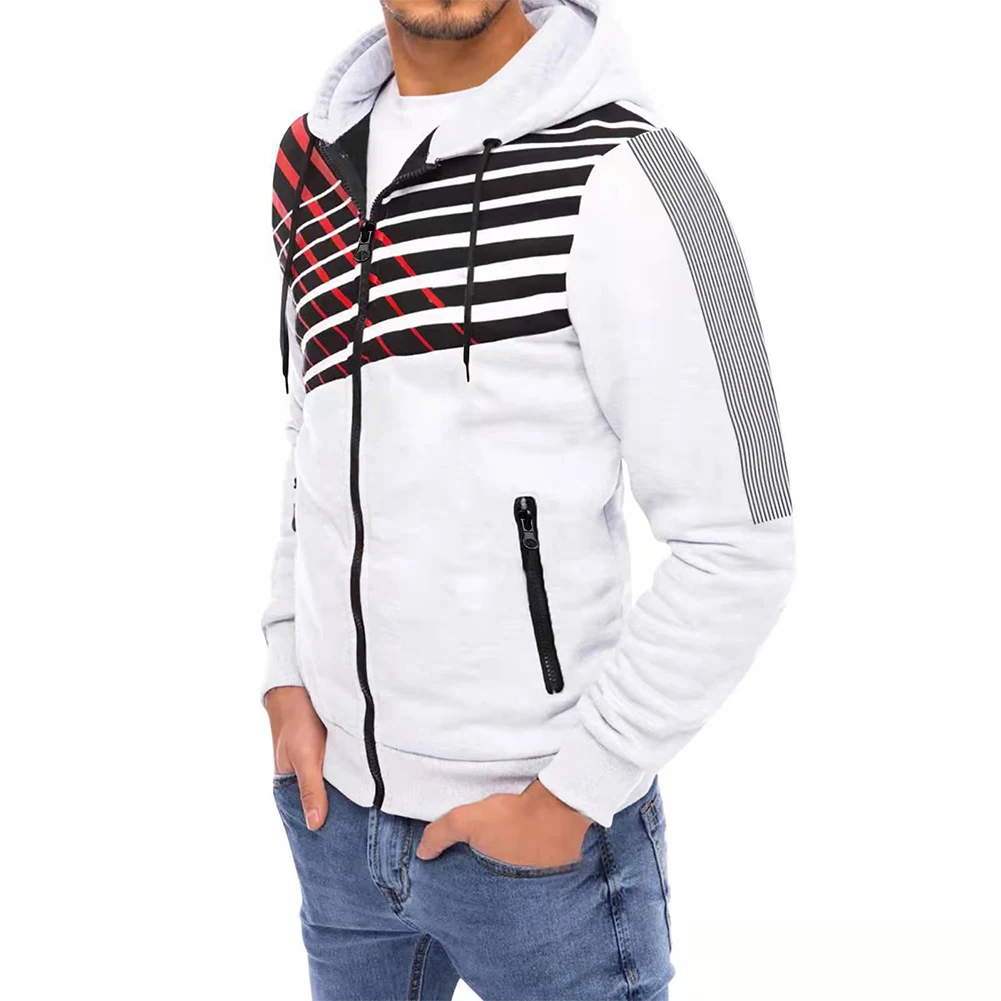 

Hooded Sweatshirt for Men Long Sleeve Zip Up Hoodie Print Pattern Casual Outwear Coat Tops Multiple Colors