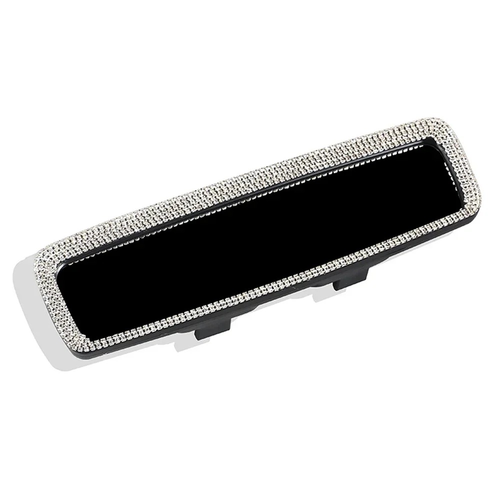Car Interior Rearview Mirror Decor Diamond Crystal Rhinestone Rear View Mirror Cover Ornament Bling Car Accessories for Women