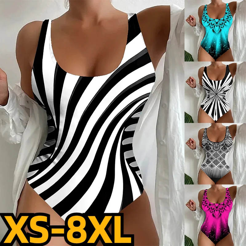 

2023 Women's Swimwear One Piece Monokini Bathing Suits Sexy Swimsuit High Waisted for Big Busts Print Bathing Suits Sports New