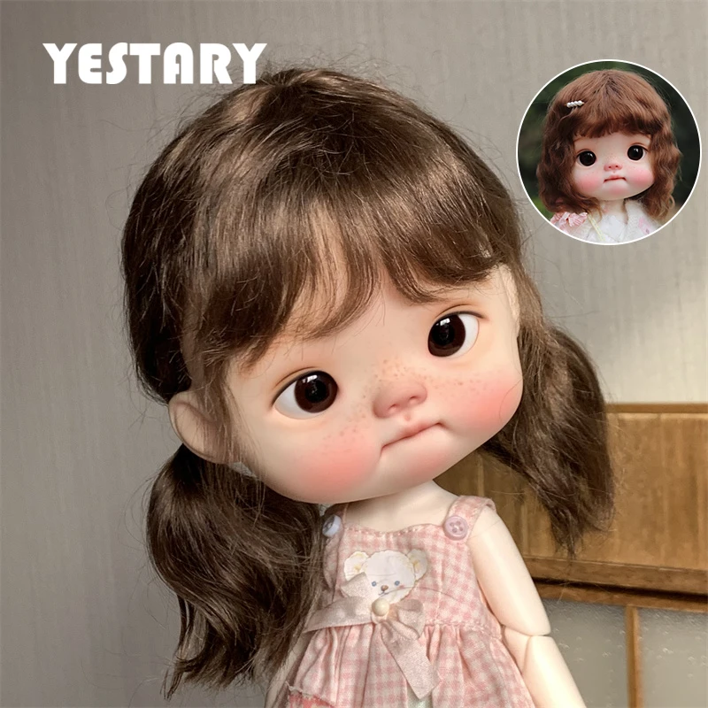 

YESTARY BJD Doll Mohair Wigs For DianDian Blythe Qbaby Dolls Accessorie Tress Doll Fashion Short Hair Double Tail Bangs Wig Girl