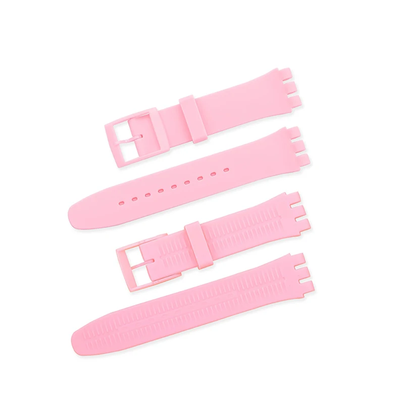 Vibrant Silicone Watchband - Colorful Rubber Replacement Strap in Pink & Black