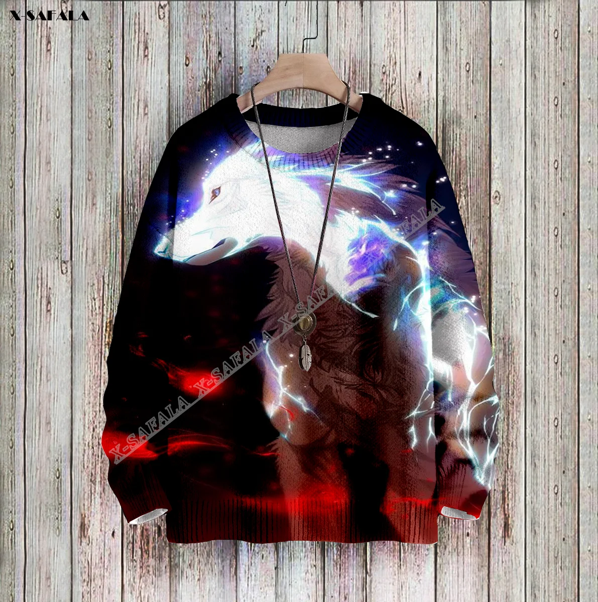 

2023 Hot Wolf Yin Yang Art Pattern 3D Printed Ugly Sweater Christmas Gift Men Female Winter Knitted Cotton Xmas Warm