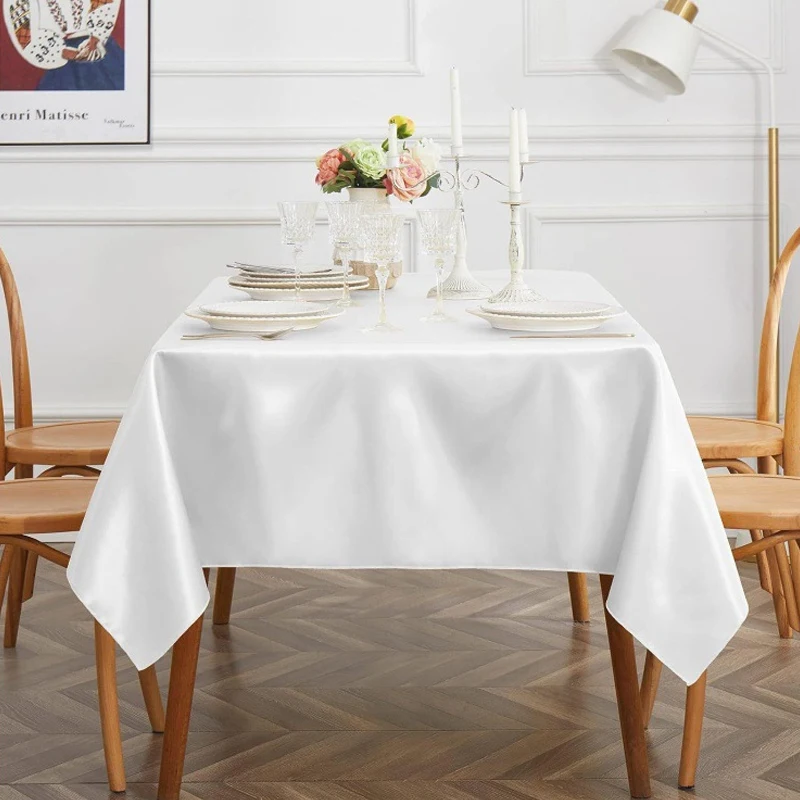 Rectangle Satin Tablecloth Wedding Table for party Birthday Events Banquet Decor Home Dinner Tablecloths Table Decors 4