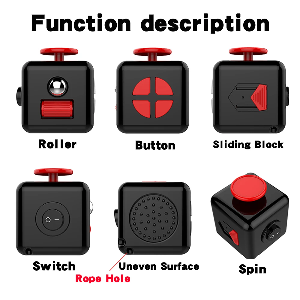 Fidget Toy 6-sided Stress Relief Cube With Finger Sensory Functions_voghion.com