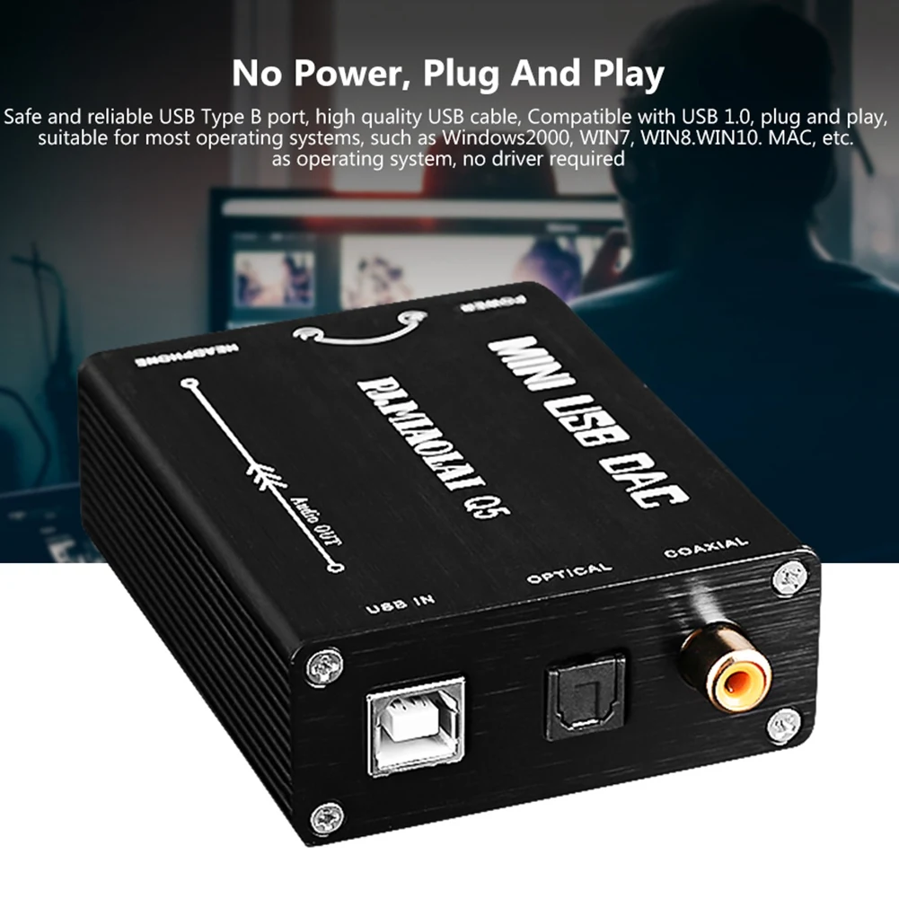 Q5 HIFI PCM2704 OTG 오디오 디코더 컴퓨터 외장 USB 사운드 카드, RCA 오디오, 광섬유, 동축 디지털 신호 출력