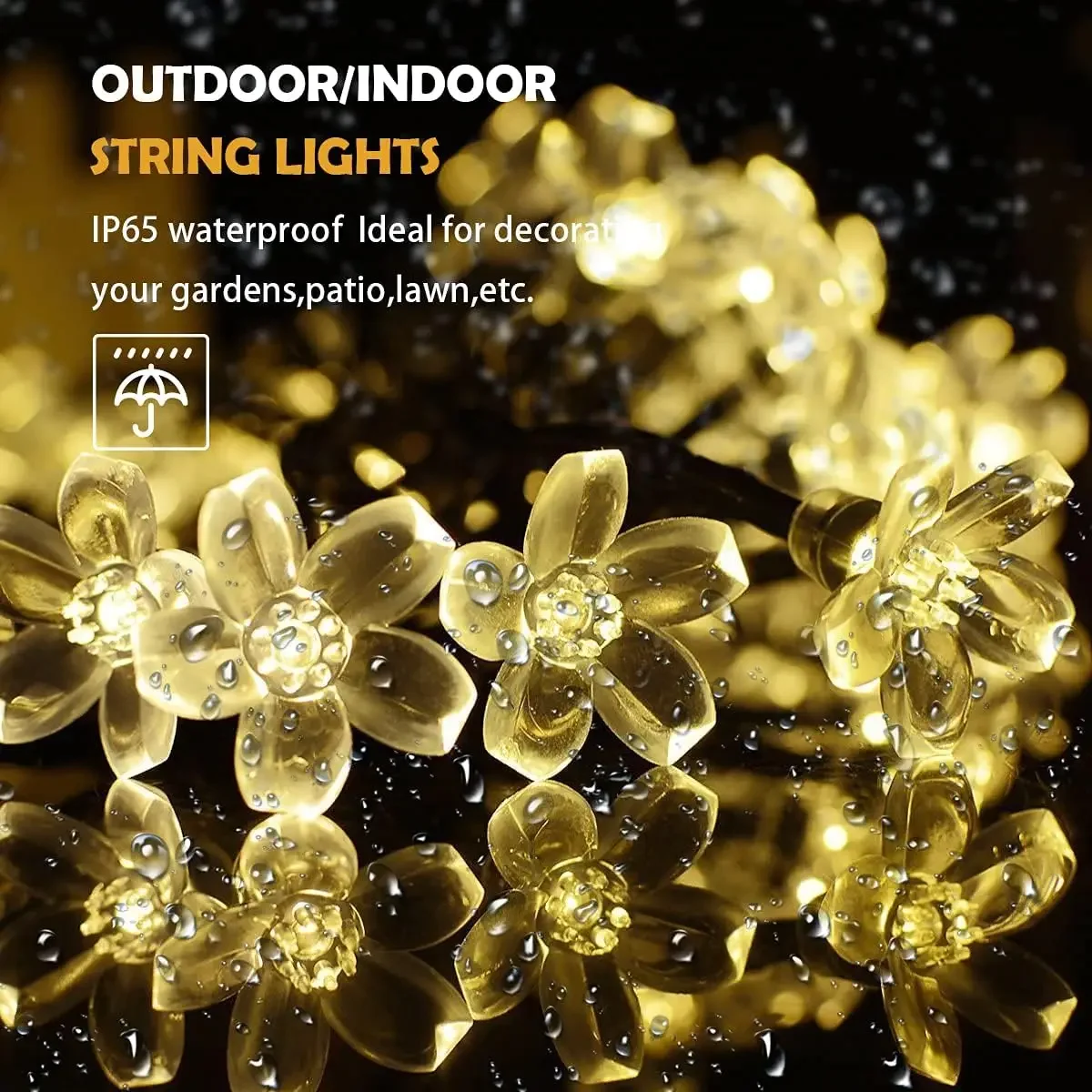 Solar Flower Lights Cherry Blossom String Light Waterproof Garden Fairy Lighting Strings Wedding Party Christmas Decoration