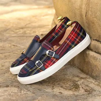 Canvas Plaid Men Loafers Gifts For Men