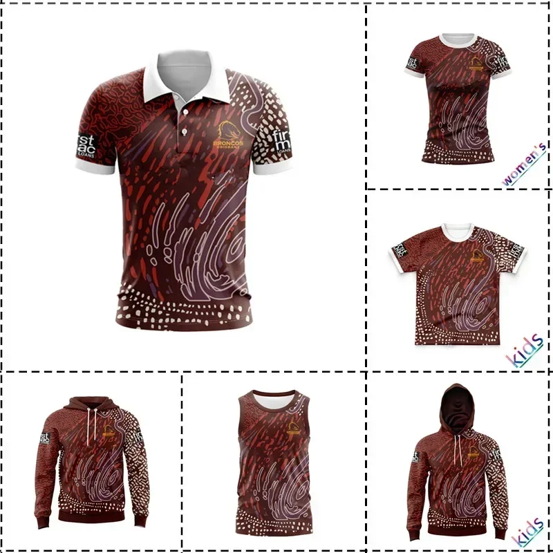 2024 Brisbane Broncos Indigenous Hoodie Rugby Jersey Kids - Women's - Men's Size: S-5XL（Print Custom Name Number）