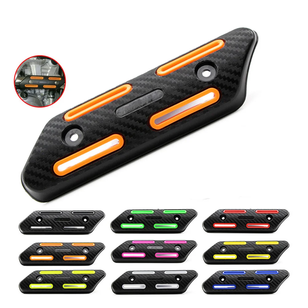 

Dirt Bike Muffler Exhaust Heat Shield Motorcycle Hollowed Heat Insulation Cover Motorcycle Modification (Orange)