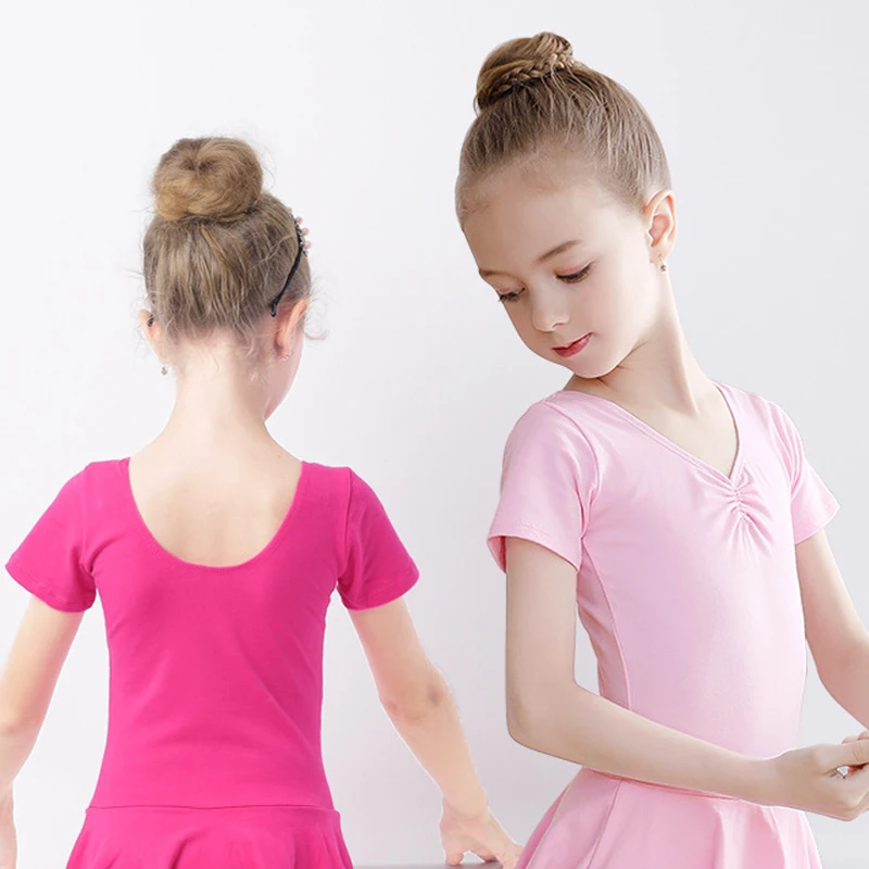 

Kids Girls Cotton Gymnastics Leotard Ballet Dress Kids Short Sleeve Dance Leotard Tutu Dancewear Ballerina Clothes for Girls