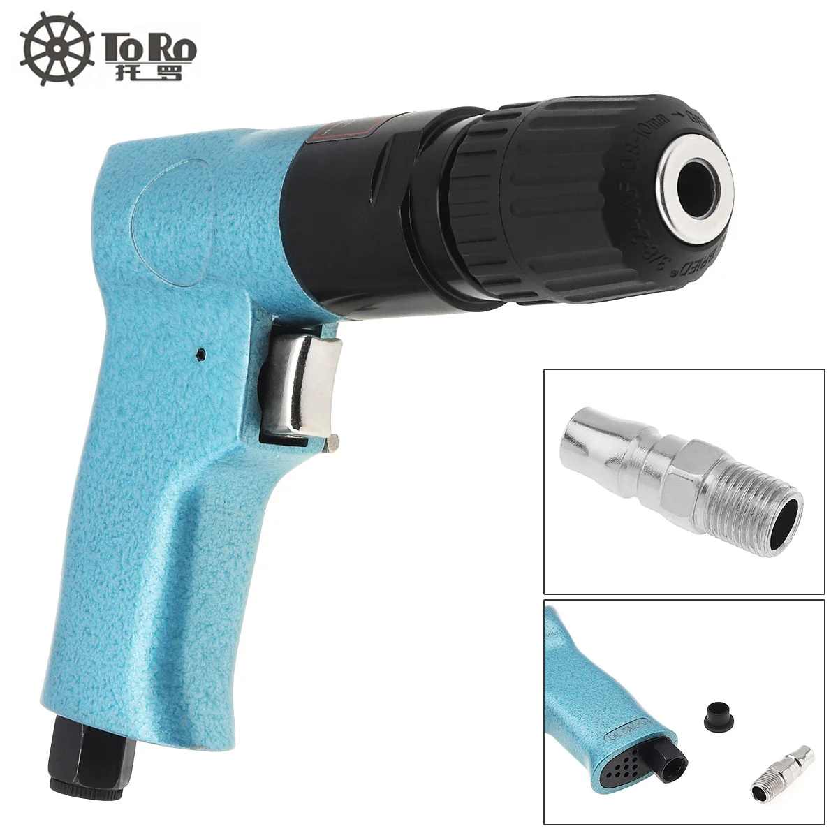 TORO 3/8 Pneumatic Drill 1800RPM Air Drill Self Locking Chuck Type Pneumatic Gun Drill Reversible Air Drill for Hole Drilling